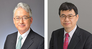 左から、耳鼻咽喉科学教室　小川郁教授、生理学教室　岡野栄之教授